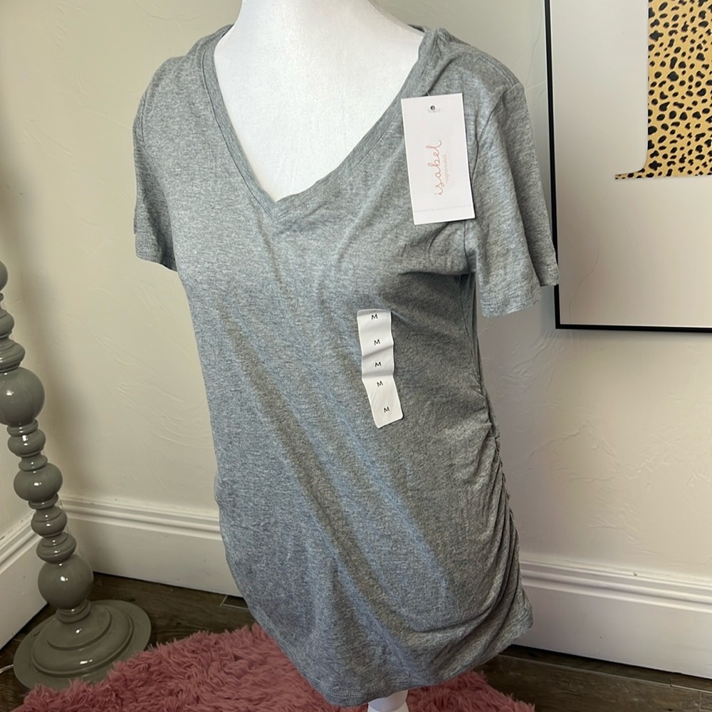 Grey Maternity V Neck Tee